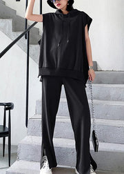 Women's suit show thin sports leisure black two piece set - bagstylebliss