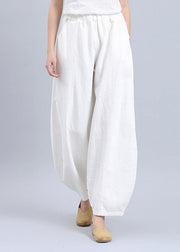 Women's summer casual pants loose large size retro cotton and linen wide legs harem pants tide - bagstylebliss