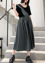 Women's summer plus size casual fashion unilateral strap skirt skirt + T-shirt two-piece suit - bagstylebliss