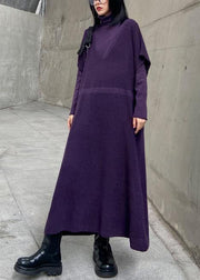 Women's winter fashion loose sweater vest skirt bottoming shirt two piece suit purple skirt - bagstylebliss