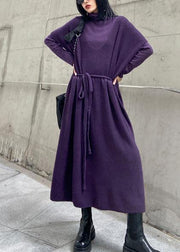 Women's winter fashion loose sweater vest skirt bottoming shirt two piece suit purple skirt - bagstylebliss