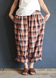 Xia Xin original design cotton and linen pants female loose nine points pants elastic waist - bagstylebliss