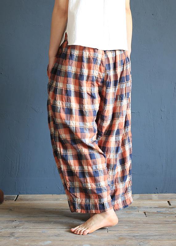 Xia Xin original design cotton and linen pants female loose nine points pants elastic waist - bagstylebliss