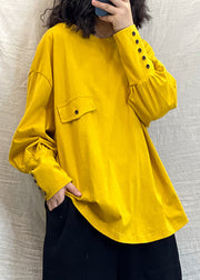 Yellow Cotton Sweatshirts Tracksuits low high design Long Sleeve