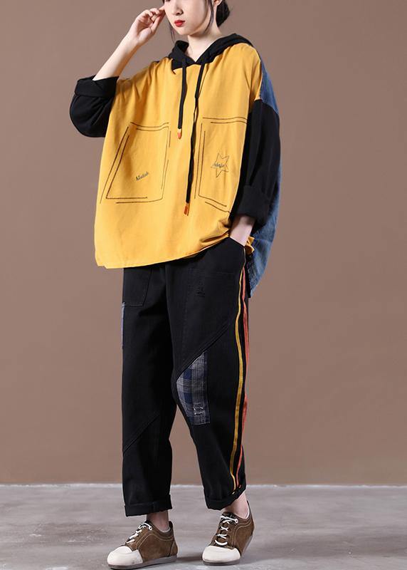 Yellow Loose Denim StitChing Suit - bagstylebliss