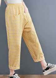 Yellow Plaid High Waist Loose Harem Pants Spring