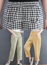 Yellow Plaid High Waist Loose Harem Pants Spring