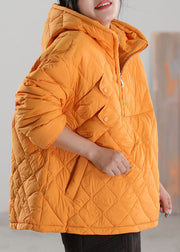 Yellow Pockets Duck Down Puffers Jackets Zip Up Winter