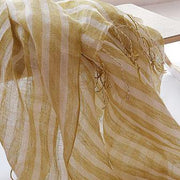 Yellow striped French scarf spring and summer sunscreen women and men shawls fringed thin women - bagstylebliss