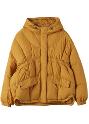 Yellow warm Duck Down coat Hooded Winter