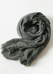 army green Cinched scarf warm vintage cotton linen scarves - bagstylebliss