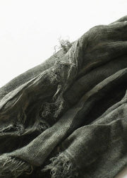 army green Cinched scarf warm vintage cotton linen scarves - bagstylebliss