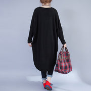 autumn black low high woolen knit dresses plus size casual long sleeve maternity sweater dress