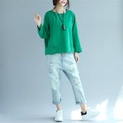 autumn green casual cotton pullover loose fashion batwing sleeve tops