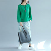 autumn green casual cotton pullover loose fashion batwing sleeve tops