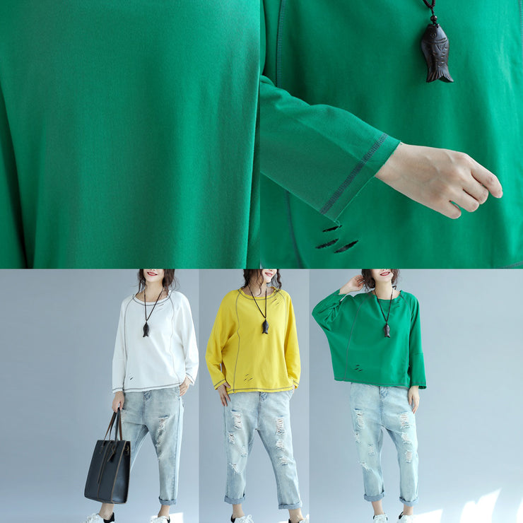 autumn green casual cotton pullover loose fashion batwing sleeve tops