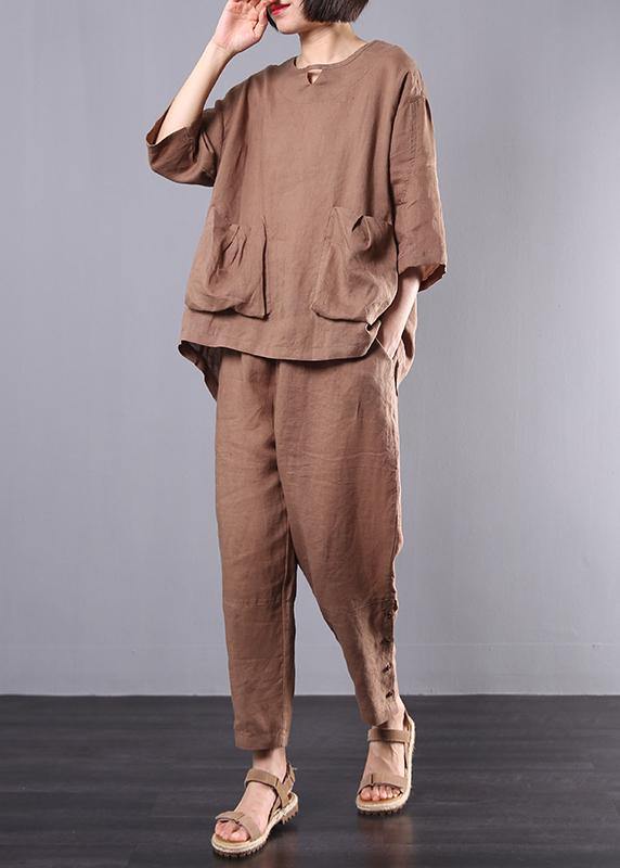 autumn new dark khaki big pockets tops and women casual trousers - bagstylebliss