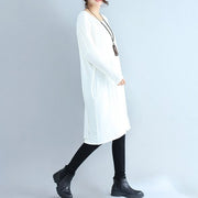 autumn white casual cotton t shirt dresses oversize long sleeve shift dress