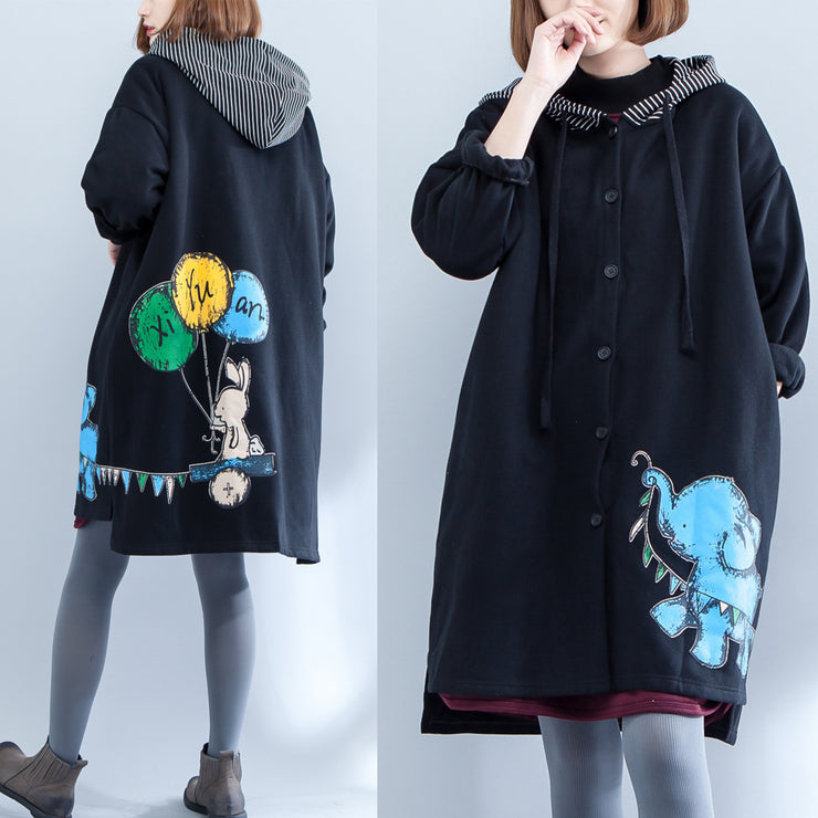 autumn winter new thick cotton coats plus size casual hooded pritns cardigans coat