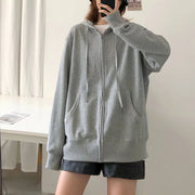 autumn Gray casual cotton coats chunky oversize hooded long sleeve short cardigans outwear