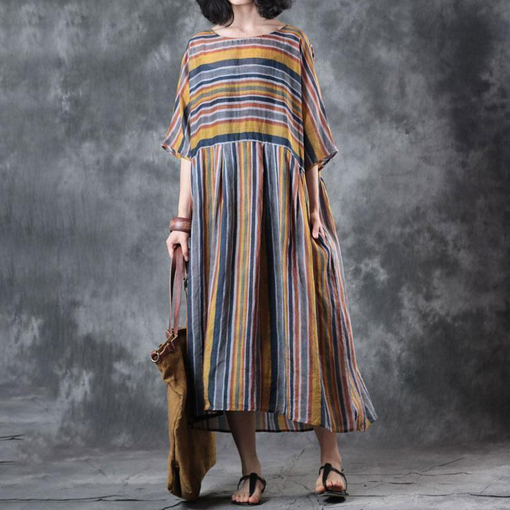 baggy linen summer dress oversize Loose Retro Women Ramie 12 Sleeve Summer Dress