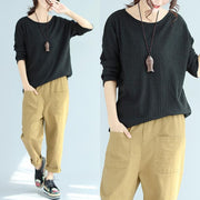 baggy loose winter woolen black sweater  fit long sleeve knit pullover