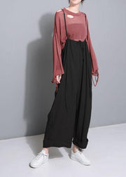 black casual cotton wearing methods pants plus size linen wide leg pants - bagstylebliss