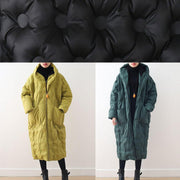 black loose large size hooded long padded jacket cotton thick coat - bagstylebliss