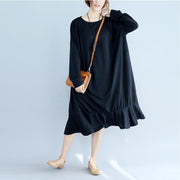 black ruffles casual cotton dresses oversize long sleeve maternity dress