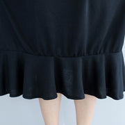 black ruffles casual cotton dresses oversize long sleeve maternity dress