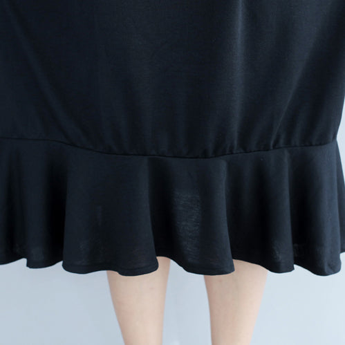 black ruffles casual cotton dresses oversize long sleeve maternity dress