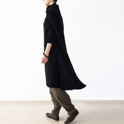 black winter dresses oversized long cotton sweaters warm knit dresses turtle neck 2024