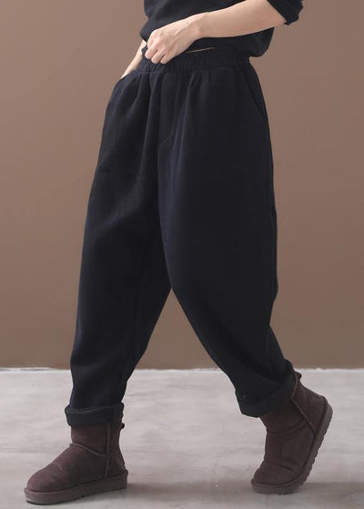 black women casual cotton thick pants plus size warm false pockets harm pants - bagstylebliss
