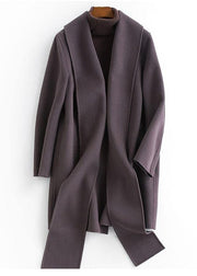 boutique Loose length long sleeve outwear dark gray pockets Woolen Coat Women - bagstylebliss