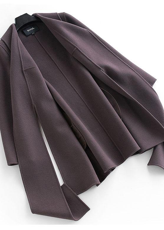 boutique Loose length long sleeve outwear dark gray pockets Woolen Coat Women - bagstylebliss