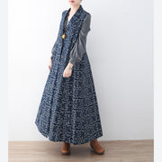 boutique black cotton polyester coat trendy plus size prints outwear women sleeveless maxi coat