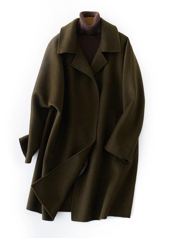 boutique brown Woolen Coat Women trendy plus size Jackets & Coats straight coat lapel collar - bagstylebliss