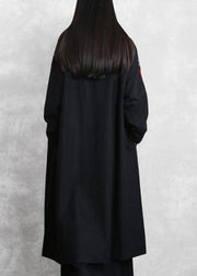 boutique oversized long jackets coat black plaid hooded patchwork woolen overcoat - bagstylebliss