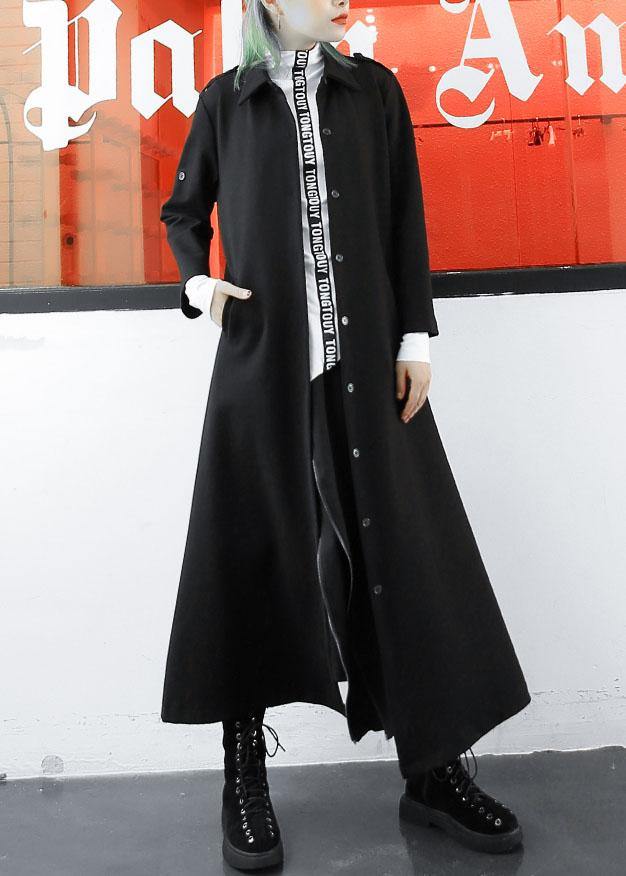 boutique plus size long jackets fall women coats black lapel collar  coat - bagstylebliss