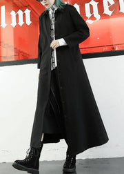 boutique plus size long jackets fall women coats black lapel collar  coat - bagstylebliss