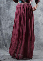 burgundy linen fall new skirts loose elastic waist maxi skirts - bagstylebliss