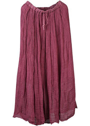 burgundy linen fall new skirts loose elastic waist maxi skirts - bagstylebliss