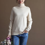 chunky nude winter sweater oversized knit sweat tops 2024 high neck pullover