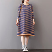 chunky striped sweater dress oversize o neck winter dresses Elegant long sleeve winter dress