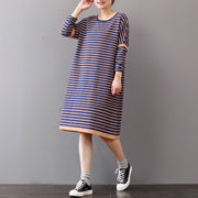 chunky striped sweater dress oversize o neck winter dresses Elegant long sleeve winter dress