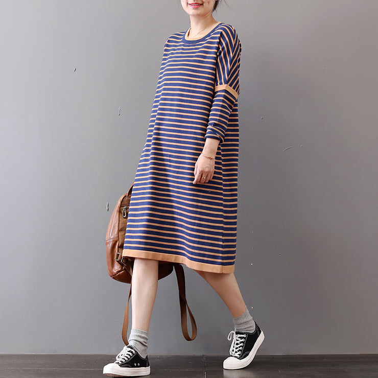 chunky striped sweater dress oversize o neck winter dresses Elegant long sleeve winter dress