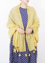 cotton linen scarf shawl casual yellow scarves - bagstylebliss