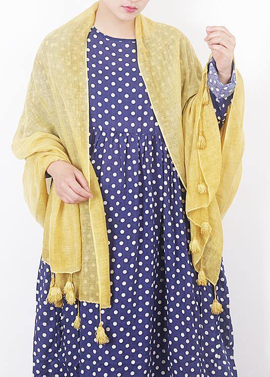 cotton linen scarf shawl casual yellow scarves - bagstylebliss