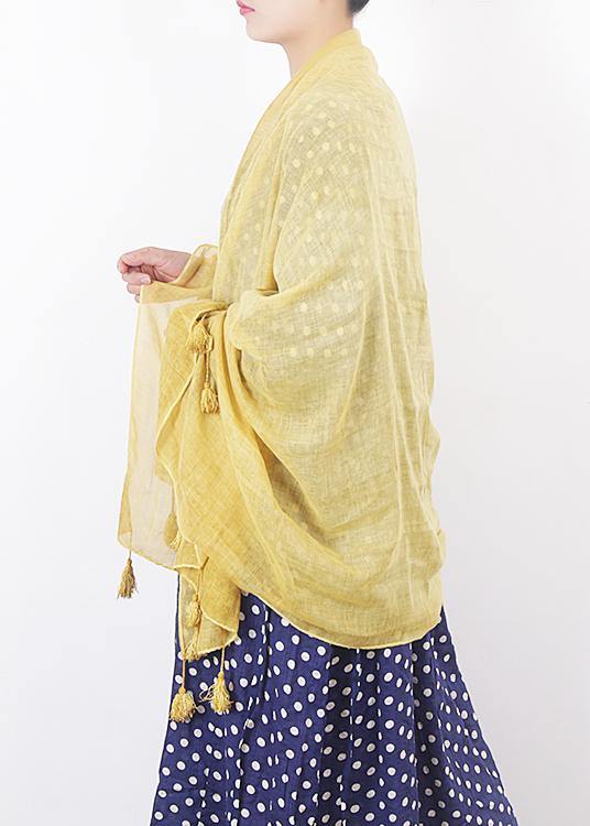 cotton linen scarf shawl casual yellow scarves - bagstylebliss