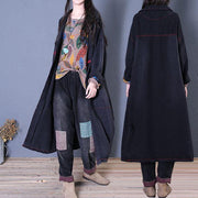 denim black coats trendy plus size fall maxi outwear - bagstylebliss